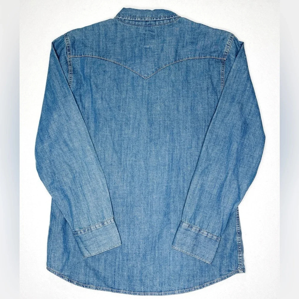 Levi’s Barstow Western Denim Men’s Long Sleeve Dark Blue Stonewash Medium Wash - Picture 5 of 9
